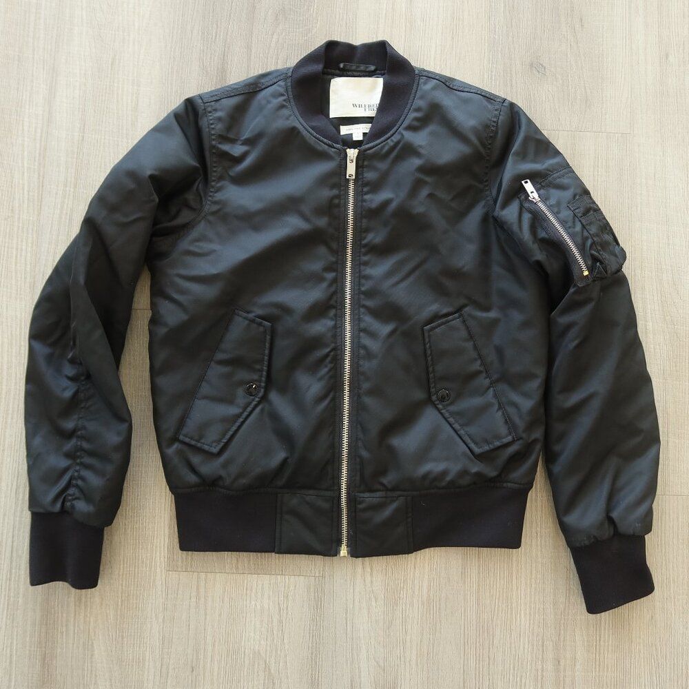 ARITZIA WILFRED flight bomber jacket black zip padded S warm casual preppy fall